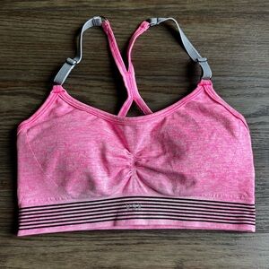 VSX Pink and Gray Sports Bra with Ruched Front